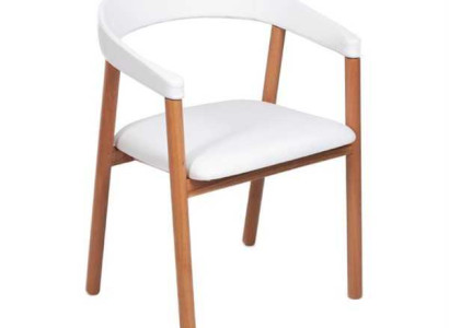White Brown Armrests Chair Dining chairs Wooden chair Upholstered chairs