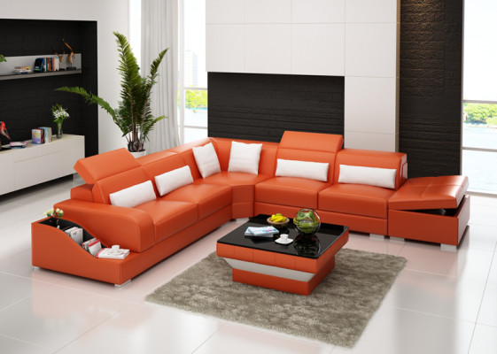 Leather sofa Couch Living landscape Corner sofa Corner Suite Sofa Modern Design