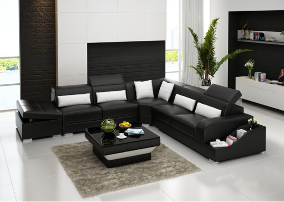Leather sofa Couch Living landscape Corner sofa Corner Suite Sofa Modern Design