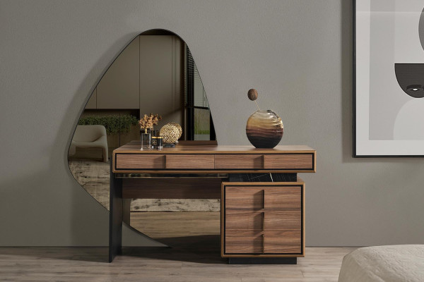 Bedroom Bed 2x Bedside table Design Complete Set Beds brown 5-piece