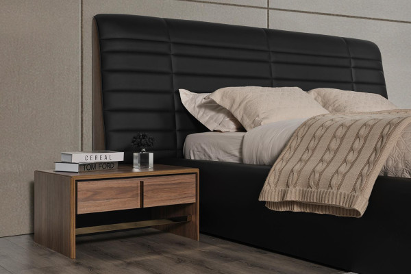 Bedroom Bed 2x Bedside table Design Complete Set Beds brown 5-piece