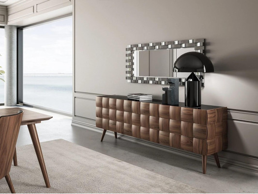 Complete Set 7-piece Dining room Dining table new 4x Chairs Luxury Sideboard with Mirror