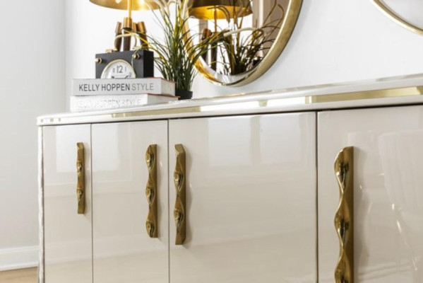 Sideboard 2x Mirror Living room Design Luxury Furniture Console Lowboard Beige