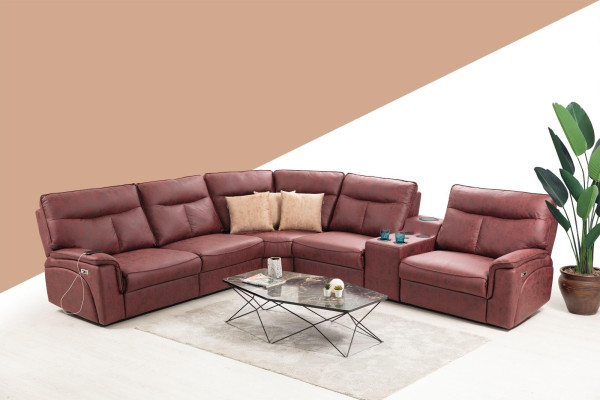 Corner sofa L-shape Design Living room Luxury seating furniture Modern Red Upholstered furniture