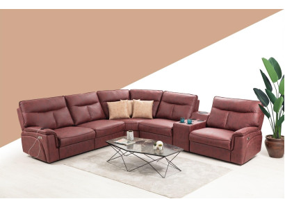 Corner sofa L-shape Design Living room Luxury seating furniture Modern Red Upholstered furniture