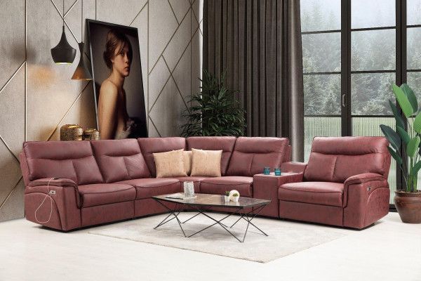 Corner sofa L-shape Design Living room Luxury seating furniture Modern Red Upholstered furniture