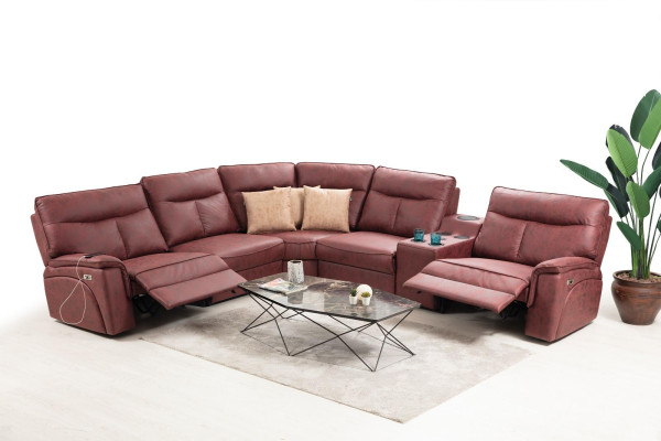 Corner sofa L-shape Design Living room Luxury seating furniture Modern Red Upholstered furniture