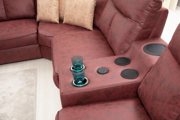 Corner sofa L-shape Design Living room Luxury seating furniture Modern Red Upholstered furniture