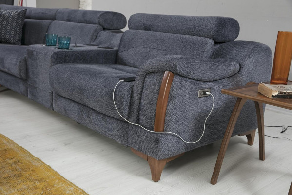 Gray Corner sofa Living room Luxury Sofa L-shape Modern Design Furniture Textile