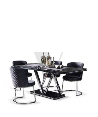 Table Dining room Suite Black Design Dining table 4x Chairs 5pcs.