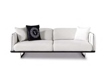 White 3-Seater Luxury Couch Living room Three-seater stainless steel feet Sofa Furniture
