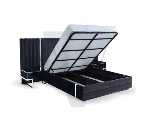 Modern Black Bedroom Bed Bed frame Furniture Stainless Steel Elements