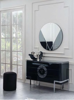 Black Luxury Chest of drawers Sideboard Stainless Steel Feet Bedroom Furniture new