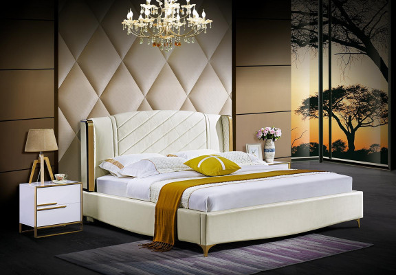 Designer Upholstery Double bed Beds Bed Bedroom Marriage bed Textile Leather new