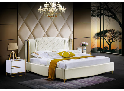 Designer Upholstery Double bed Beds Bed Bedroom Marriage bed Textile Leather new