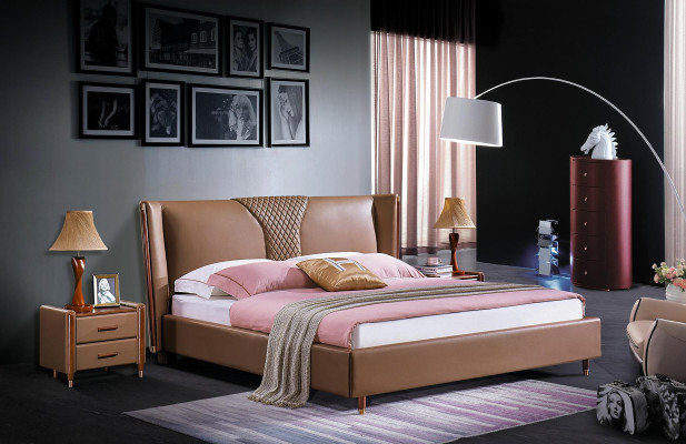 Bed Upholstered Inexpensive Furniture Bedroom Double bed Luxury Beds