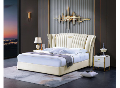 Wooden bed Bed Double bed Real wood Bedroom Hotel Beds 180x200cm Leather bed