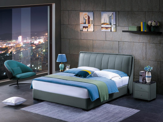 Design Double bed Leather Bed Beds Bed Leather Upholstery Bedroom Marriage. 180x200