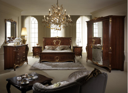Bedroom Set 6 pcs. Design Luxury Furniture Bed Bedside table Chest of drawers Arredoclassic