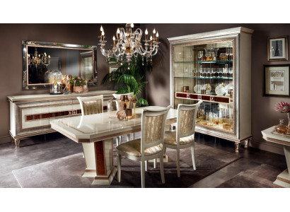 Dining table 4x Chairs Display case Chest of drawers 8pcs. Dining room Set Group Suite Table new