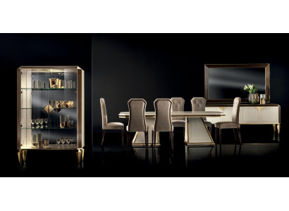 Dining room set 10 pieces. Suite Display case Table 6x Chair Sideboard Mirror Furniture Wood