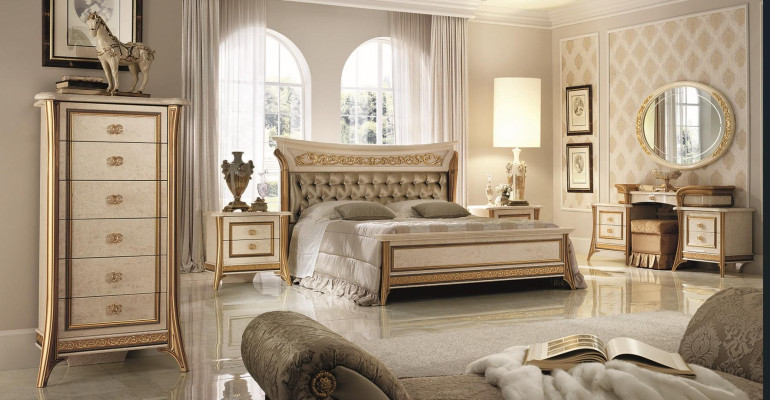 Bedroom Set Bed Bedside table Chest of drawers Mirror Stool new 7pcs. Baroque Rococo