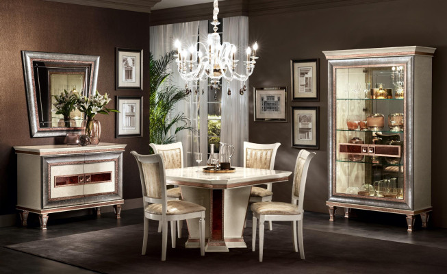 Dining table 4x Chairs Chest of drawers 8pcs. Dining room Set Group Suite Table Seating group