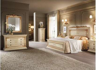 Furniture Bedroom Set Design Bed 2x Bedside table Chest of drawers Mirror 6pcs. Italy