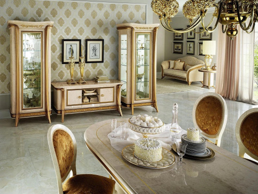 Living room sideboard 2x display case 3 pieces. Wall unit furniture arredoclassic set design