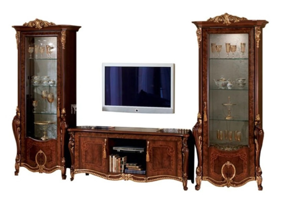 Living room furniture set designer living room sideboard 2x display case 3 pieces. Wall unit new