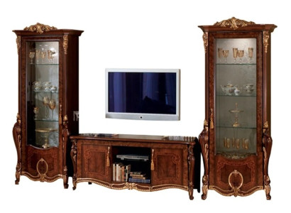 Living room furniture set designer living room sideboard 2x display case 3 pieces. Wall unit new