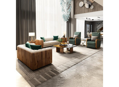 Luxury Furniture Sofa set Couch Sofa Upholstery Designer Furniture 4pcs. Leather