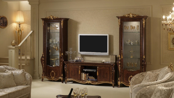 Wall unit Baroque style Living room Display case Sideboard TV cabinet Shelf Wall units Wardrobe