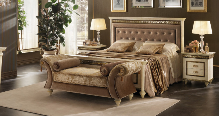Bed Bedside table Chaise longue 4 pcs. Bedroom Set Design Modern Luxury Beds