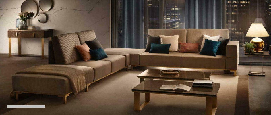 Living landscape Couch Upholstery Textile Fabric Leather Seat Suite Eck Corner sofa L-shape