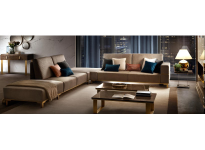 Luxury Furniture Corner sofa L-shape Couch Design Upholstery Textile Sofas Wood Suite