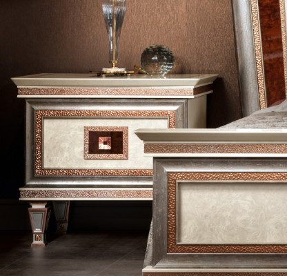 Bed 2x Bedside tables 3 pieces. Italian Furniture Bedroom Beds Wood new Set