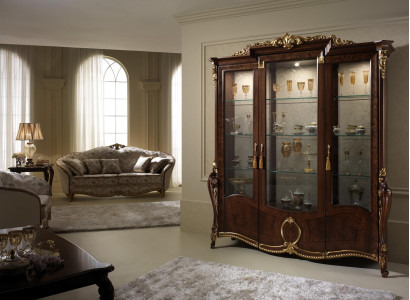XXL Display case Glass Wall Cabinet Showcases Shelf Baroque Rococo Style Art Nouveau