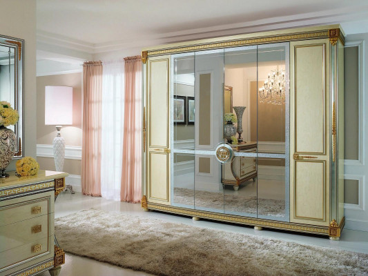 Classic Cabinets Wardrobe wall unit Wardrobe 6 doors Wood new Furniture