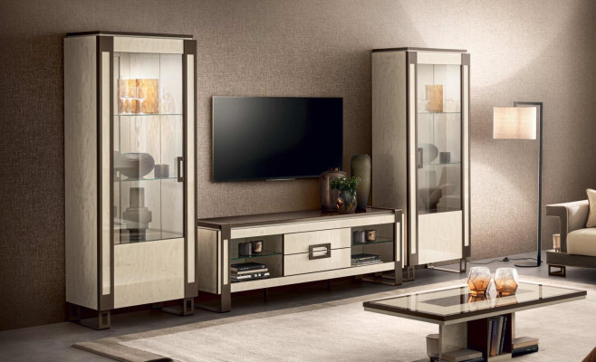 Design Wall unit Sideboard 2x Display case TV cabinet Lowboard Sideboard 3 pcs. Set of living walls