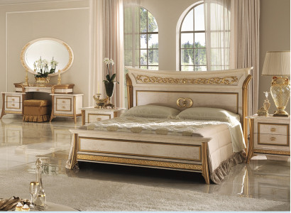 3pcs. Bedroom Set Bed 2x Bedside table Console Double Beds Hotel Upholstery