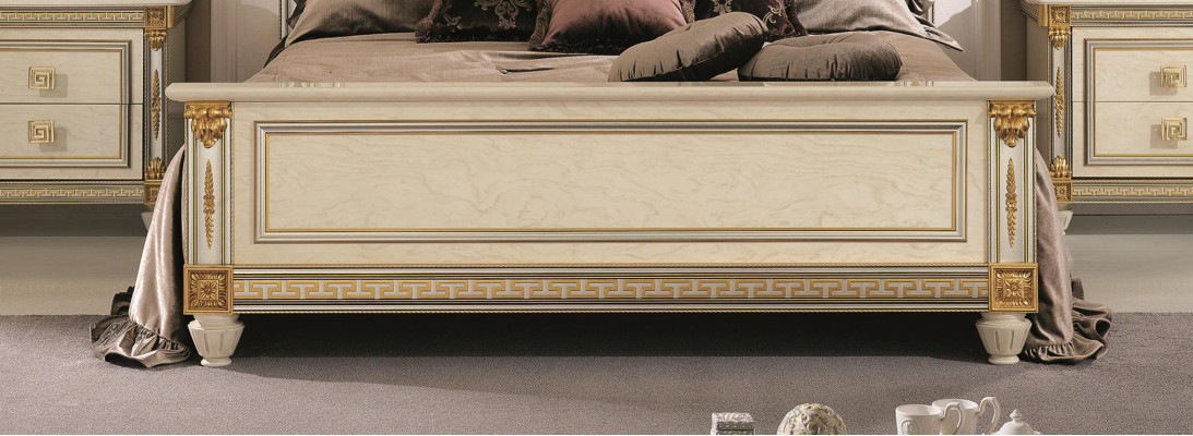 Bed 2x Bedside table Design Bedroom Classic r 3-piece. Luxury Beds Set Furniture