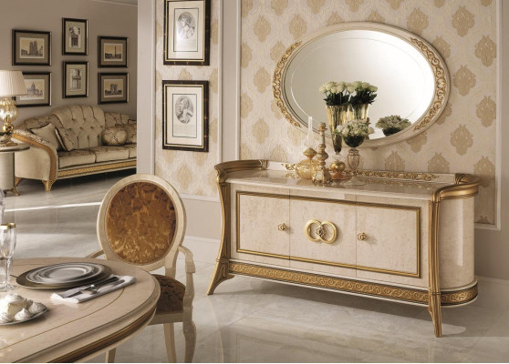 Chest of drawers Wood Furniture Baroque with Mirror Luxury Italian Furniture 2-piece Suite new