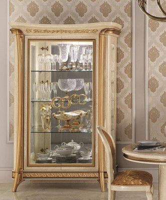 Display case Showcases Wardrobe Glass cabinet Living room Shelf Baroque Rococo Real Wood