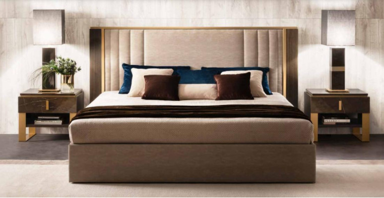 Bed 2x Bedside table 3 pcs Bedroom Set Design Modern Luxury Italian