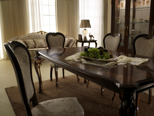 Classic r Dining table Table Wood Dining room Suite 2x Chair with armrest 3 pcs.