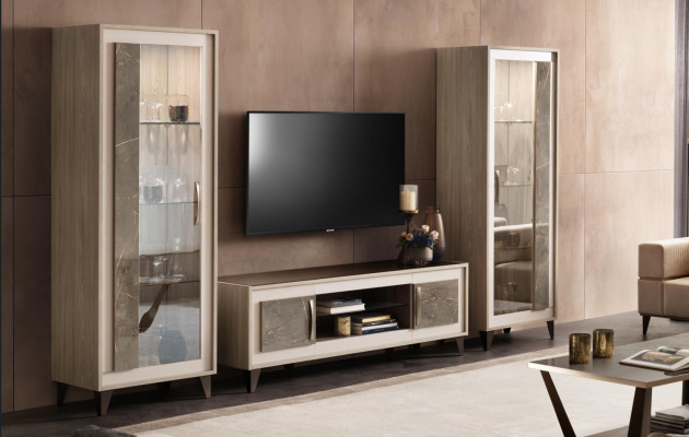 Design Wall unit Sideboard 2x Wardrobe TV cabinet Lowboard Sideboard 3 pcs. Set display case