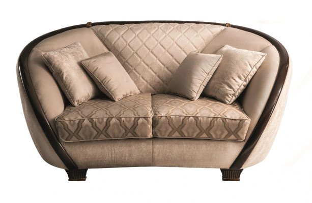 Living room Fabric Couch Sofa 2 Seater Designer Couches Couch Beige Textile Upholstery