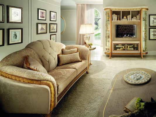 Sofa 2 Seater Couch Design Upholstery Classic Fabric arredoclassic Two-seater