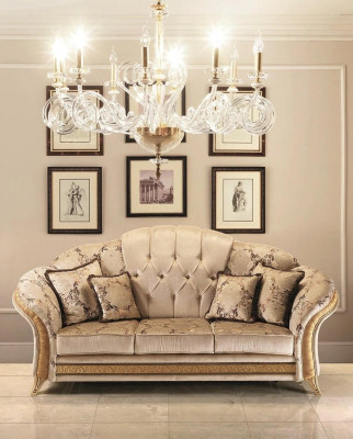 Sofa 2 Seater Couch Design Upholstery Classic Fabric arredoclassic Two-seater